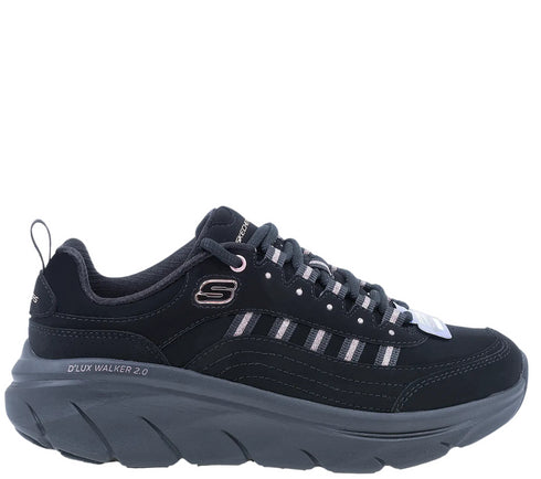 Pantofi sport, dama, SKECHERS D'LUX WALKER GOLDEN STEP 150106-BKRG negru, piele nabuc